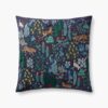 Menagerie Forest Embroidered Pillow - Navy
