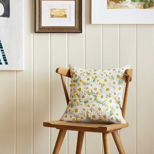 Alternative view of Daisies Embroidered Pillow - Khaki
