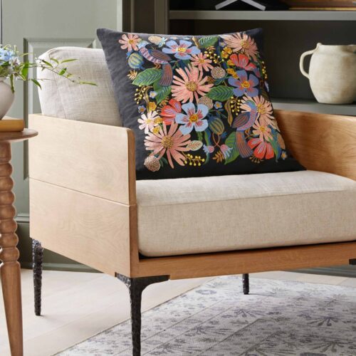 Alternative view of Dovecote Embroidered Pillow - Black