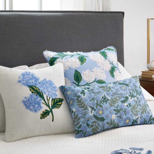 Alternative view of Hydrangea Embellished Pillow - Blue