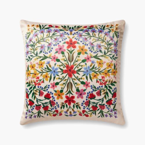 Floral Medallion Printed Pillow - Cream