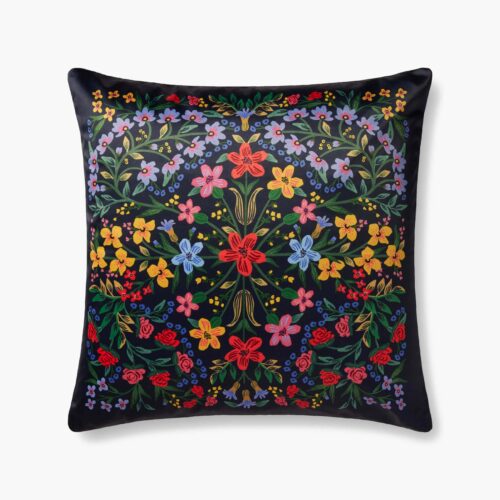 Floral Medallion Printed Pillow - Navy