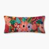 Garden Party Embroidered Lumbar Pillow - Rust