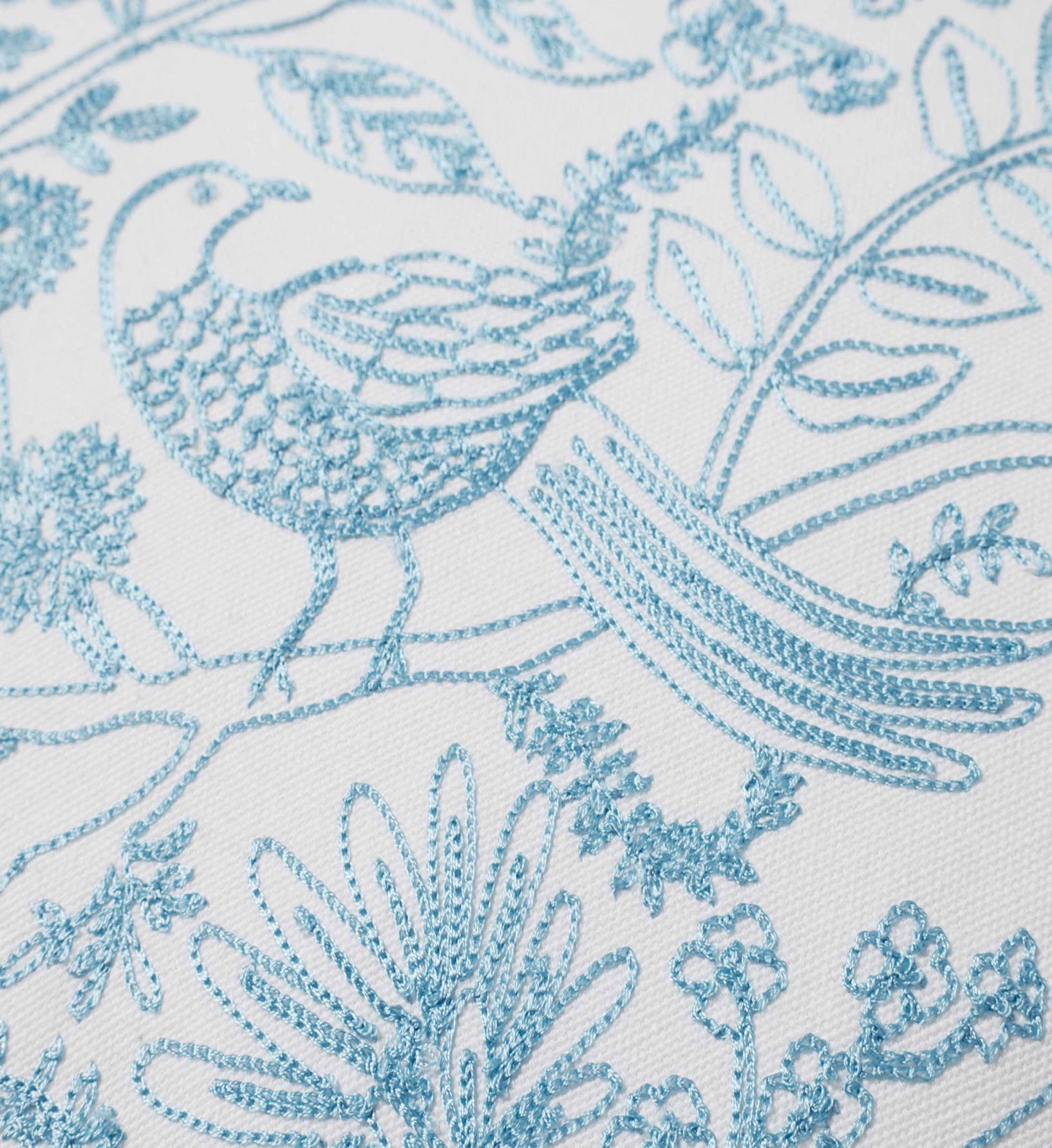 Aviary Embroidered Lumbar Pillow - Blue - Image 2