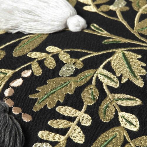 Alternative view of Vase Study No. 5 Embroidered Pillow - Black
