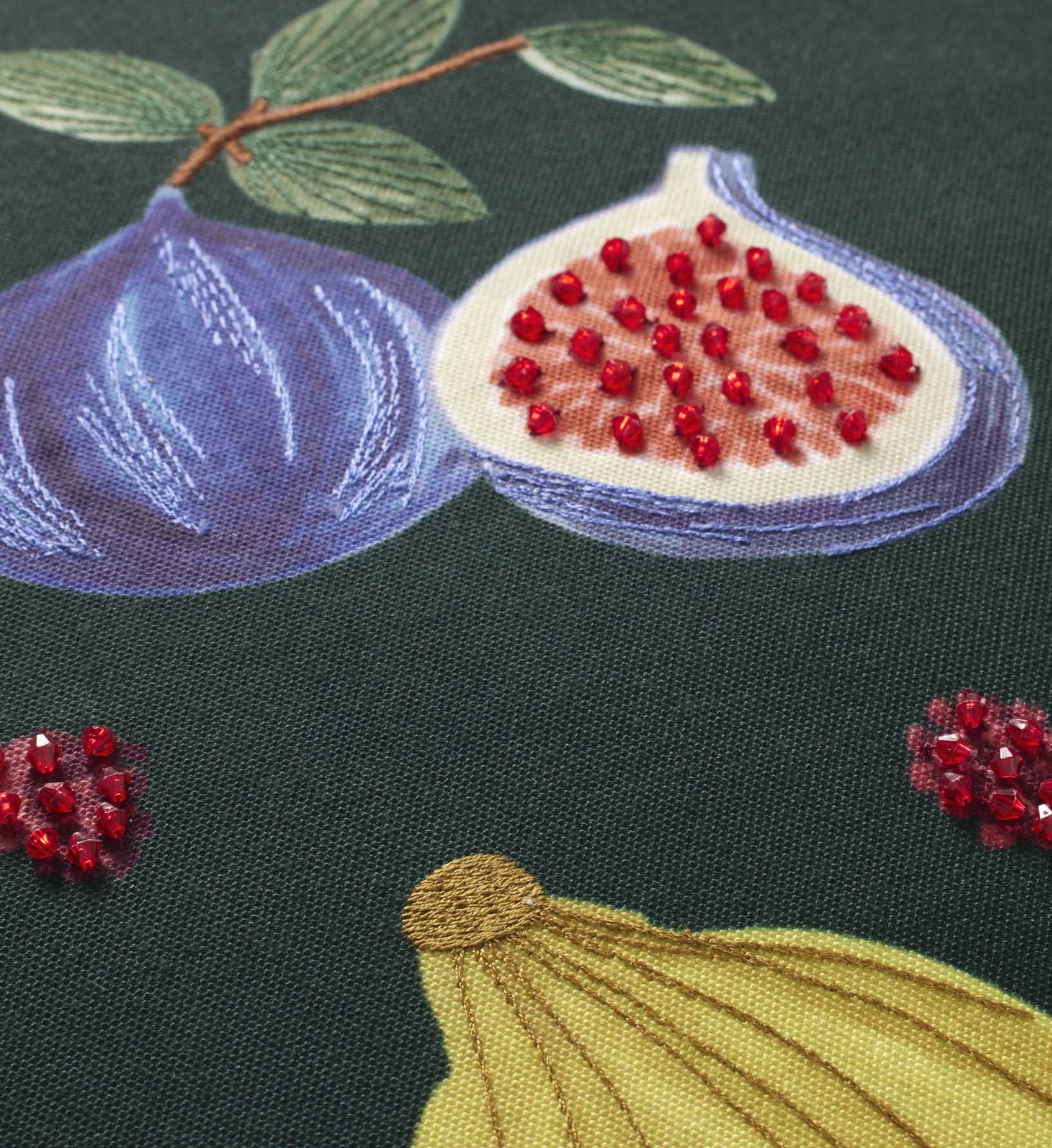 Fruit Stand Embroidered Pillow - Green - Image 2