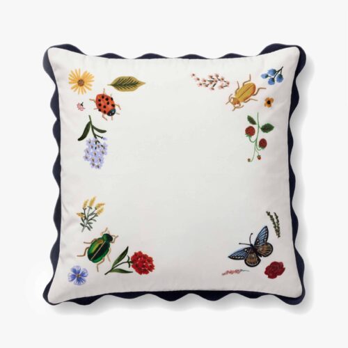 Curio Vignette Embroidered Pillow - White