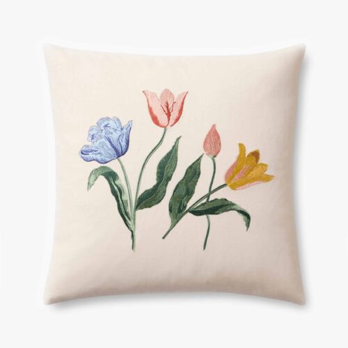 Tulips Embroidered Pillow - Multi