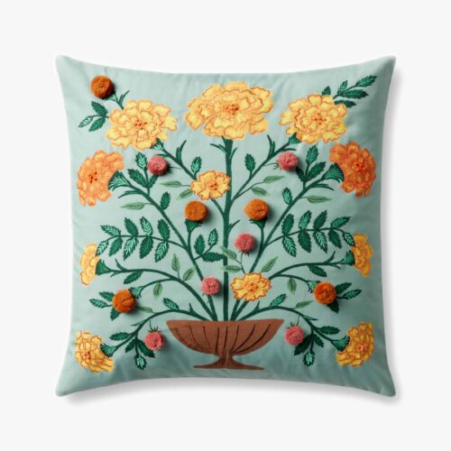 Marisol Embroidered Pillow - Light Green