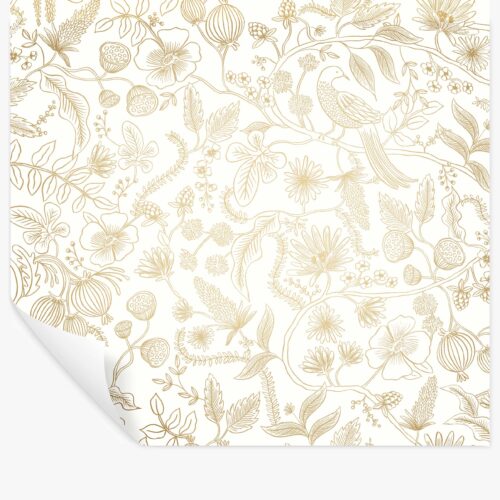 Aviary Peel & Stick Wallpaper - Metallic Gold & Cream
