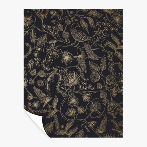 Aviary Peel & Stick Wallpaper Sample - Metallic Gold & Black