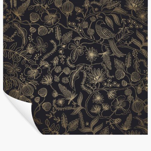 Aviary Peel & Stick Wallpaper - Metallic Gold & Black