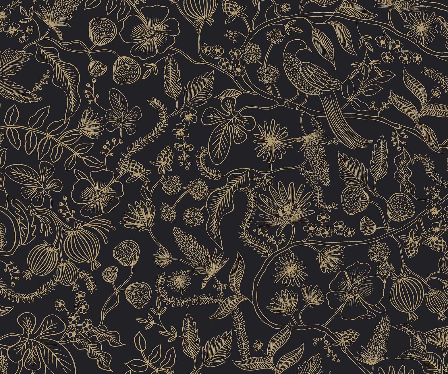 Aviary Peel & Stick Wallpaper - Metallic Gold & Black - Image 3