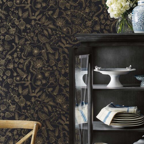 Alternative view of Aviary Peel & Stick Wallpaper - Metallic Gold & Black