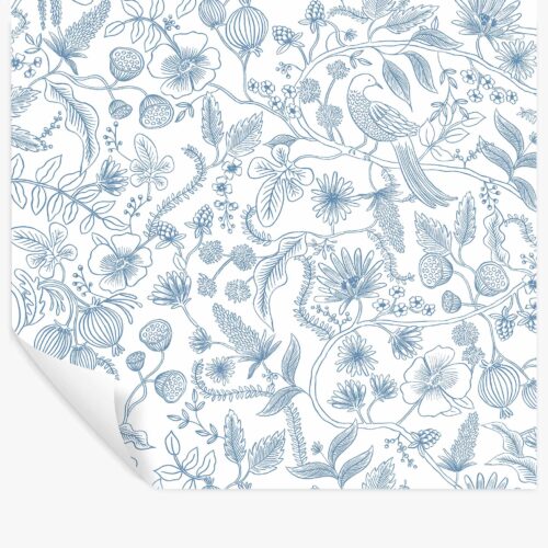 Aviary Peel & Stick Wallpaper - Blue & Cream