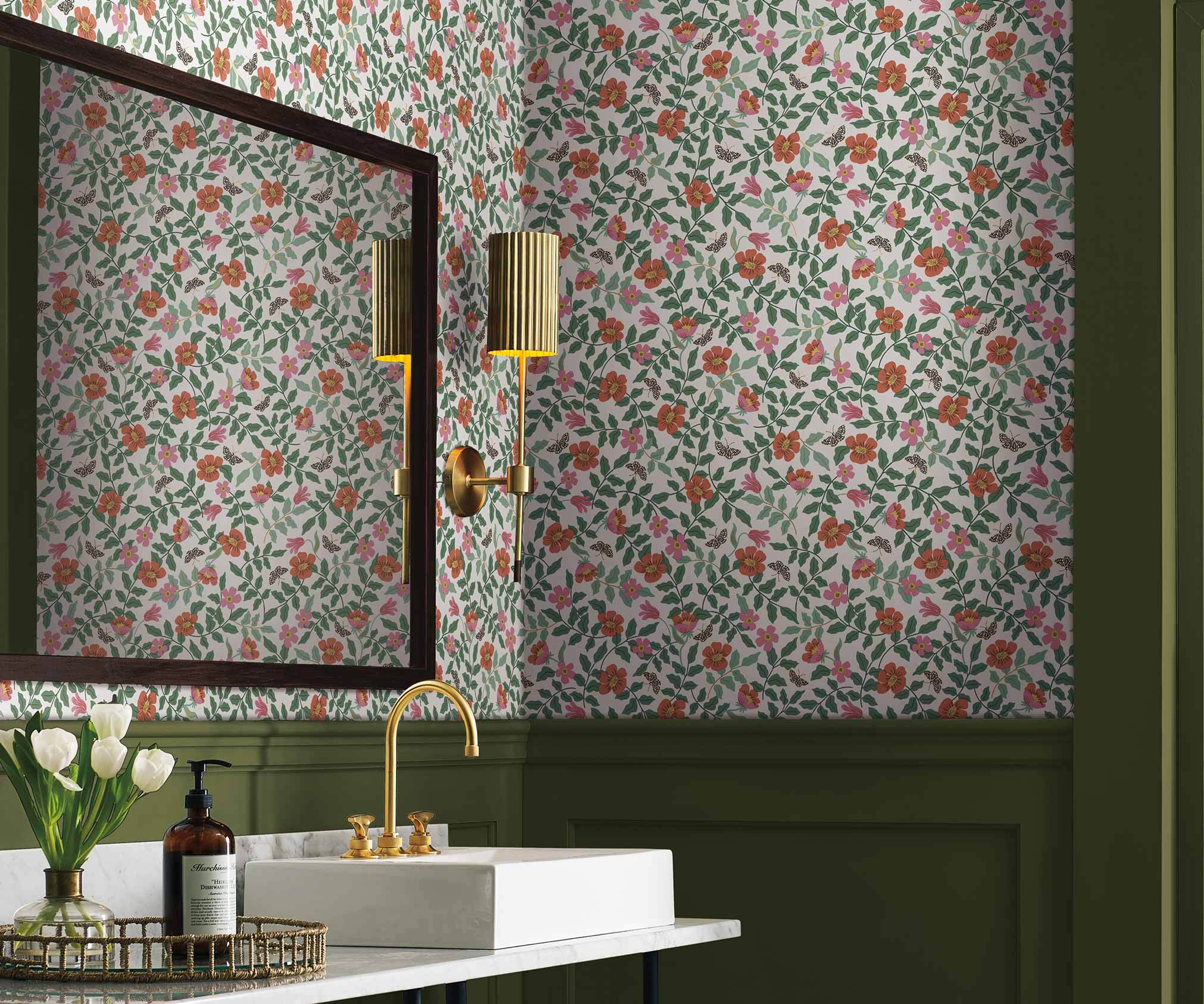 Primrose Peel & Stick Wallpaper Sample - Rose & Cream - Image 2