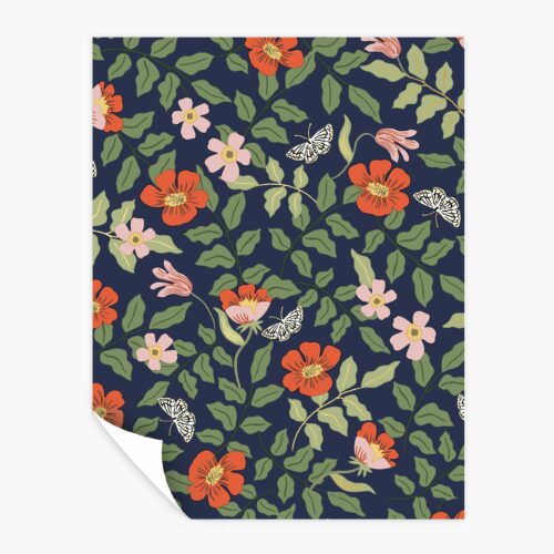 Primrose Peel & Stick Wallpaper Sample - Rose & Navy