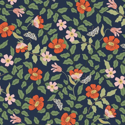 Alternative view of Primrose Peel & Stick Wallpaper - Rose & Navy