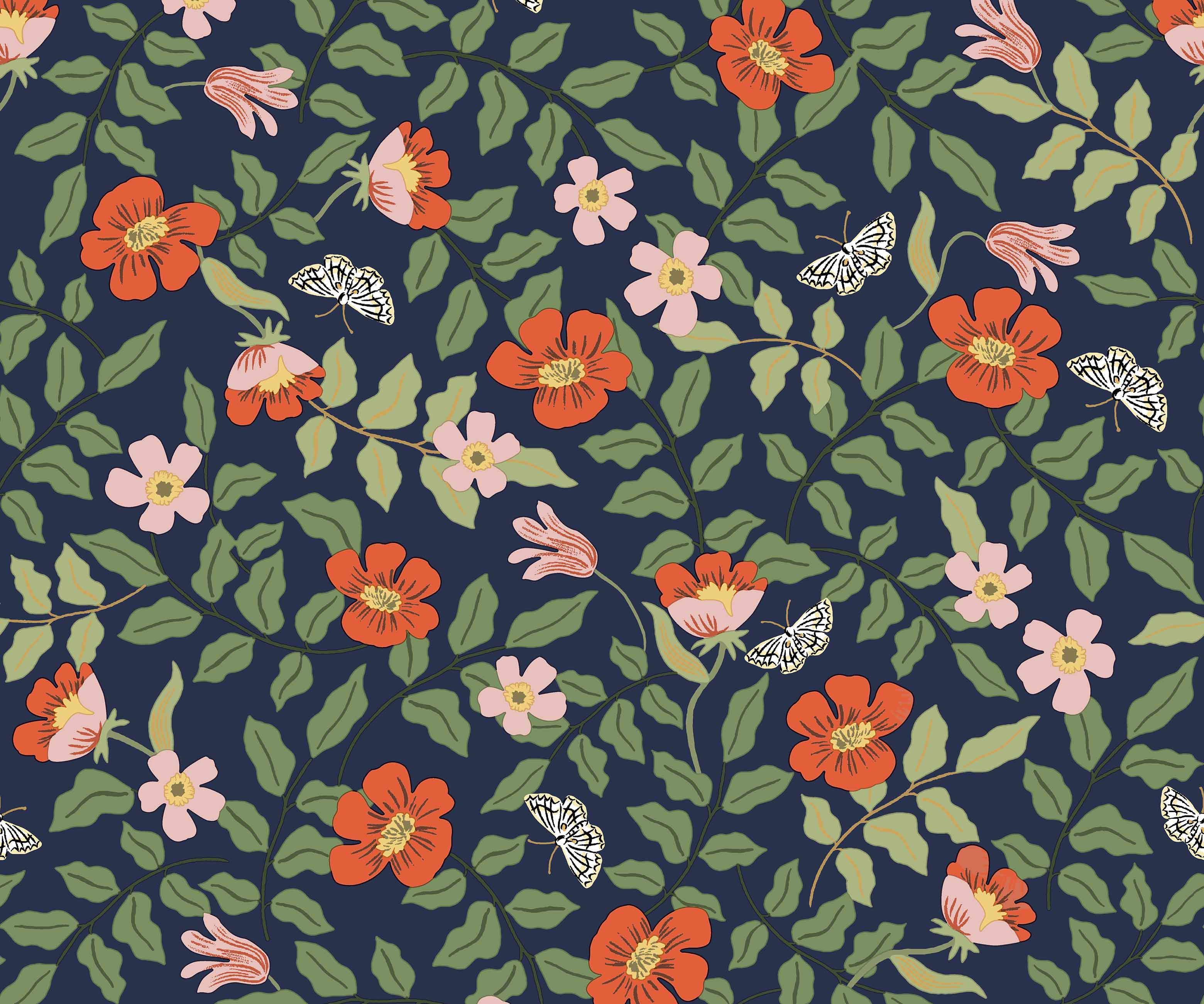 Primrose Peel & Stick Wallpaper - Rose & Navy - Image 2