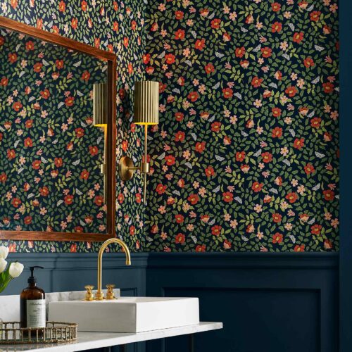 Alternative view of Primrose Peel & Stick Wallpaper Sample - Rose & Navy