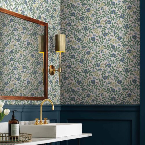 Alternative view of Primrose Peel & Stick Wallpaper Sample - Blue & Cream