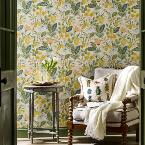 Alternative view of Amalfi Peel & Stick Wallpaper Sample - Blush & Green