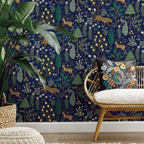 Alternative view of Menagerie Peel & Stick Wallpaper - Navy