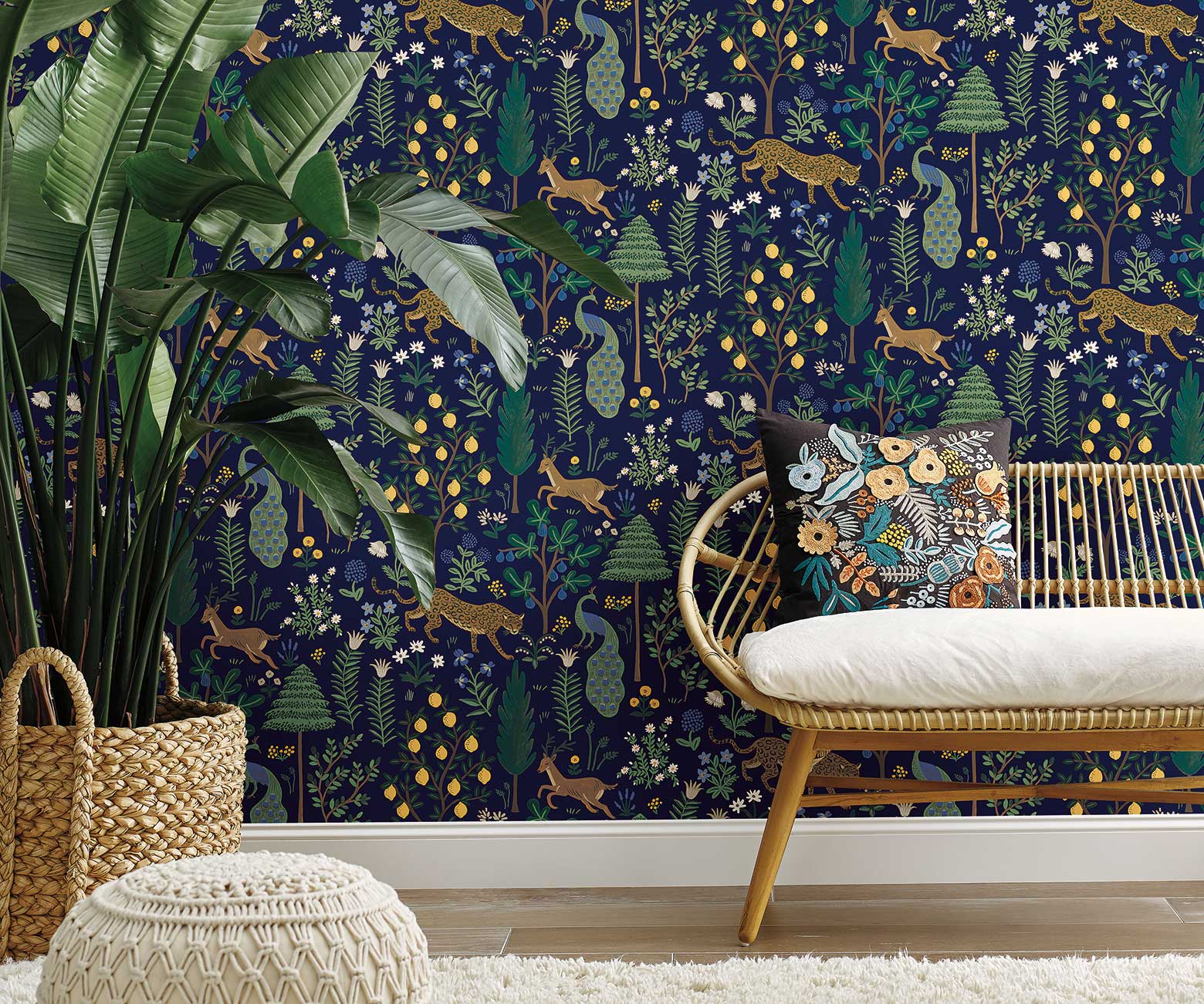 Menagerie Peel & Stick Wallpaper Sample - Navy - Image 2
