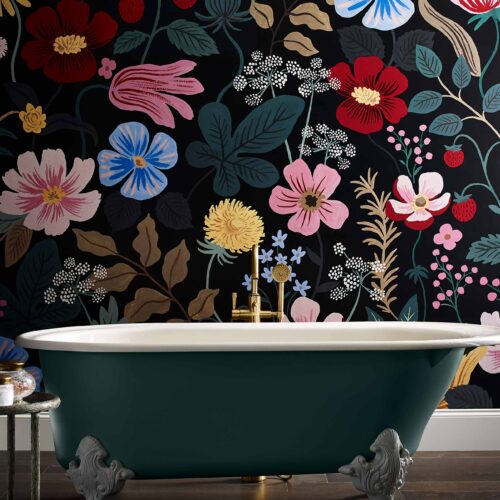 Alternative view of Strawberry Fields Peel & Stick Mural - Black