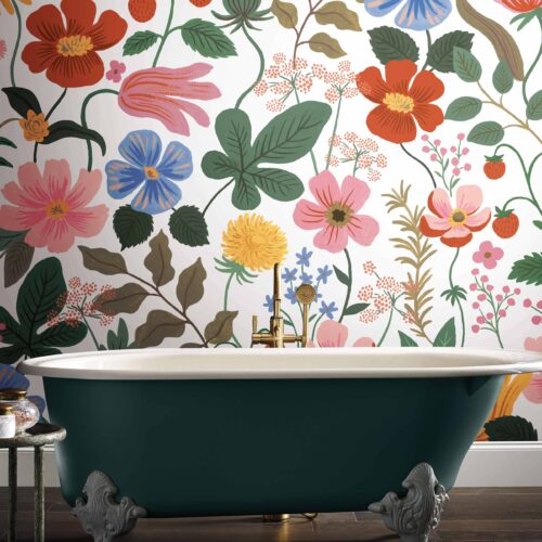 Alternative view of Strawberry Fields Peel & Stick Mural - White