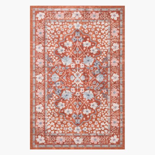 Palais Meadow Printed Rug - Crimson