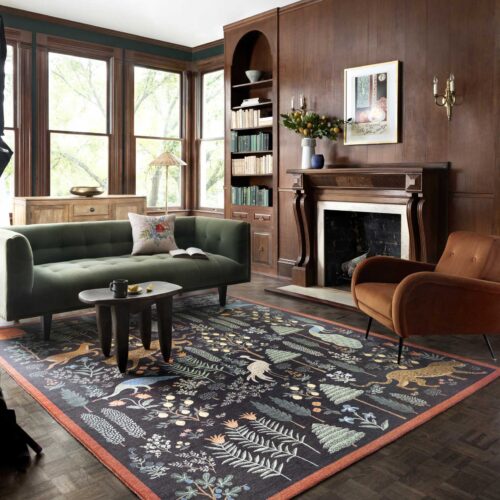 Alternative view of Menagerie Les Fauves Printed Rug - Black