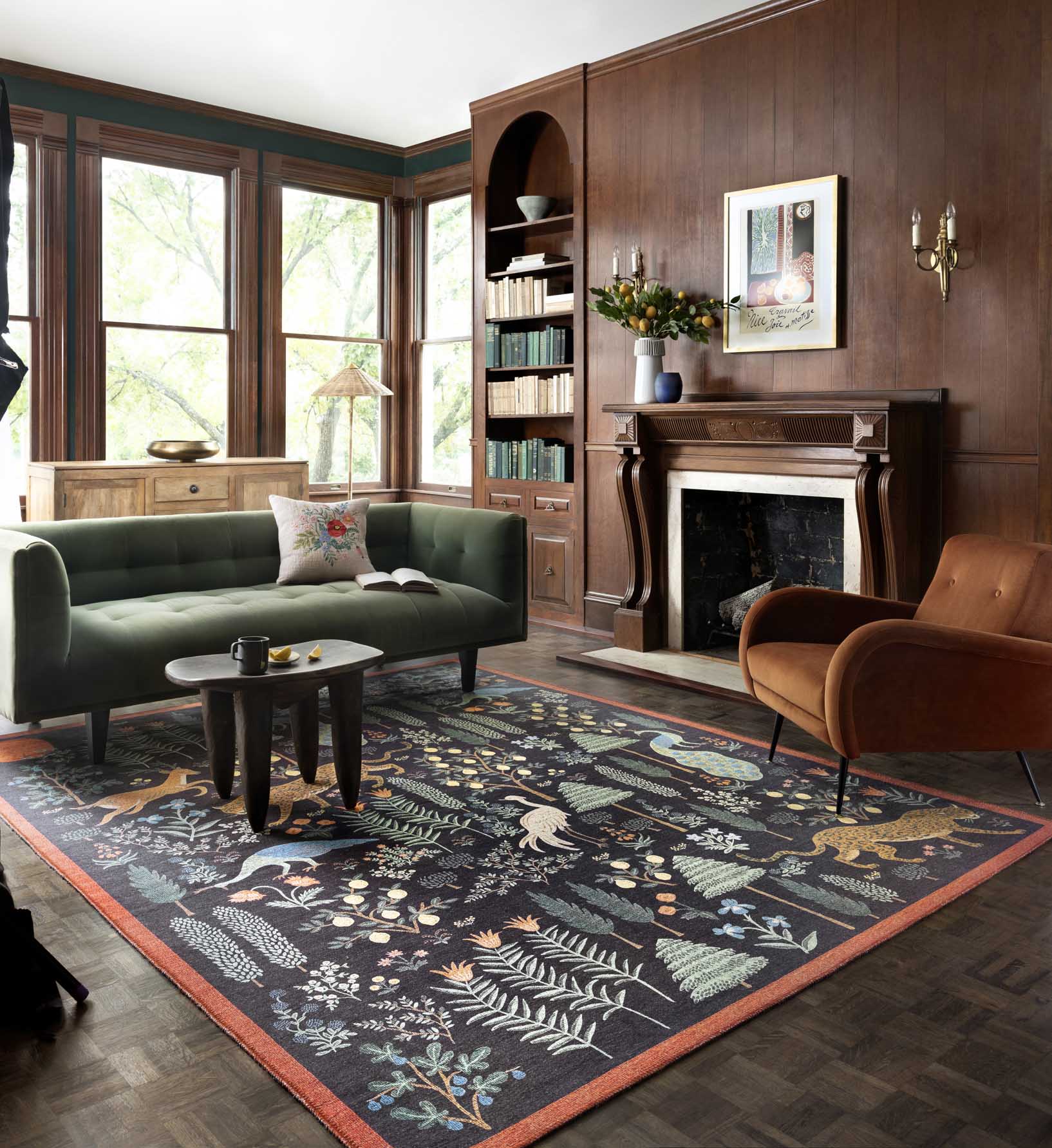 Menagerie Les Fauves Printed Rug - Black - Image 2