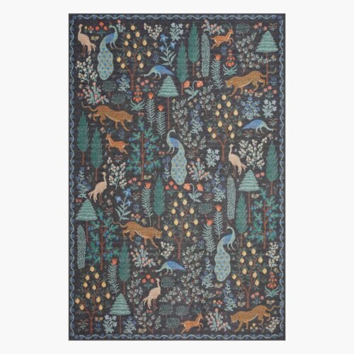 Menagerie Forest Printed Rug - Black