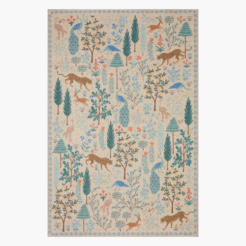 Menagerie Forest Printed Rug - Cream