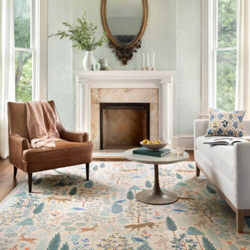 Alternative view of Menagerie Forest Printed Rug - Cream