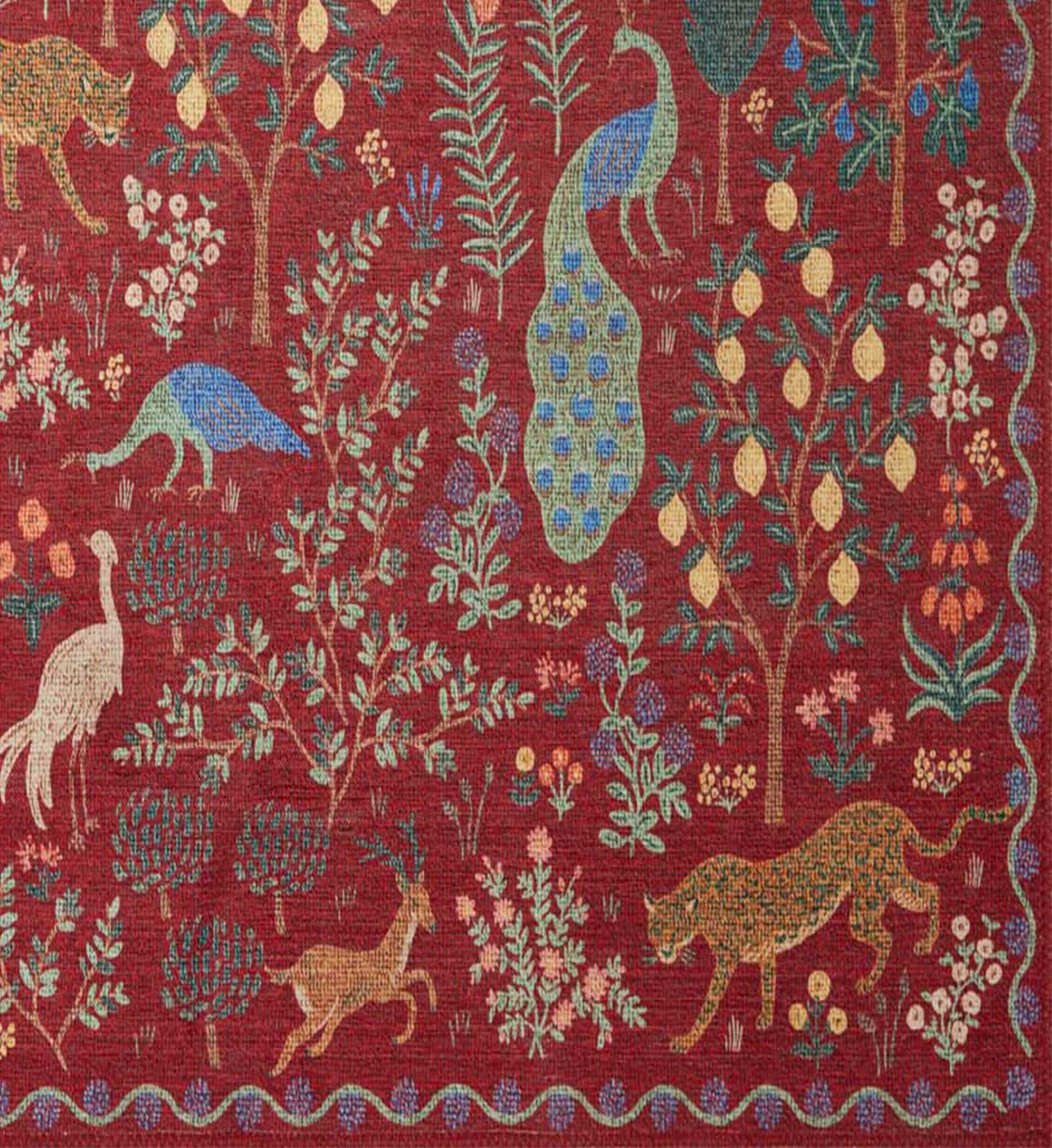 Menagerie Forest Printed Rug - Crimson - Image 2