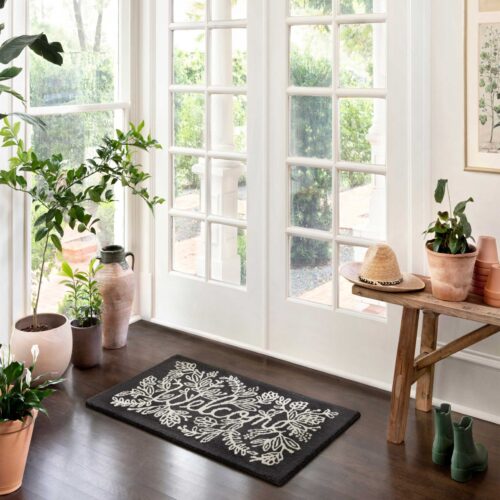 Alternative view of Minnie Welcome Wool-Hooked Rug - Black