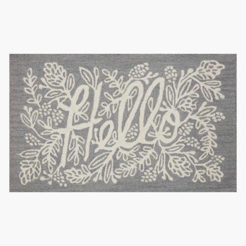 Minnie Hello Wool-Hooked Rug - Grey