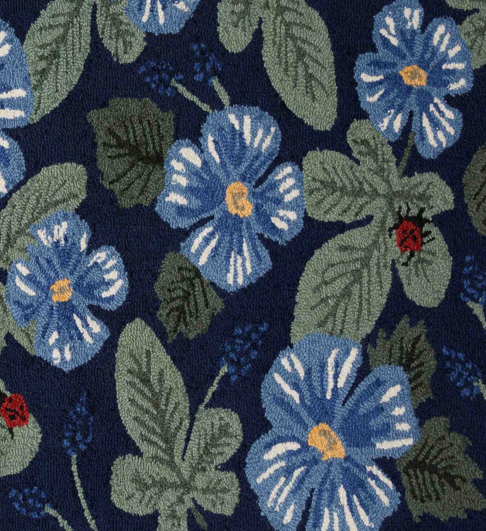 Minnie Fig Leaf Wool-Hooked Rug - Navy - Image 2
