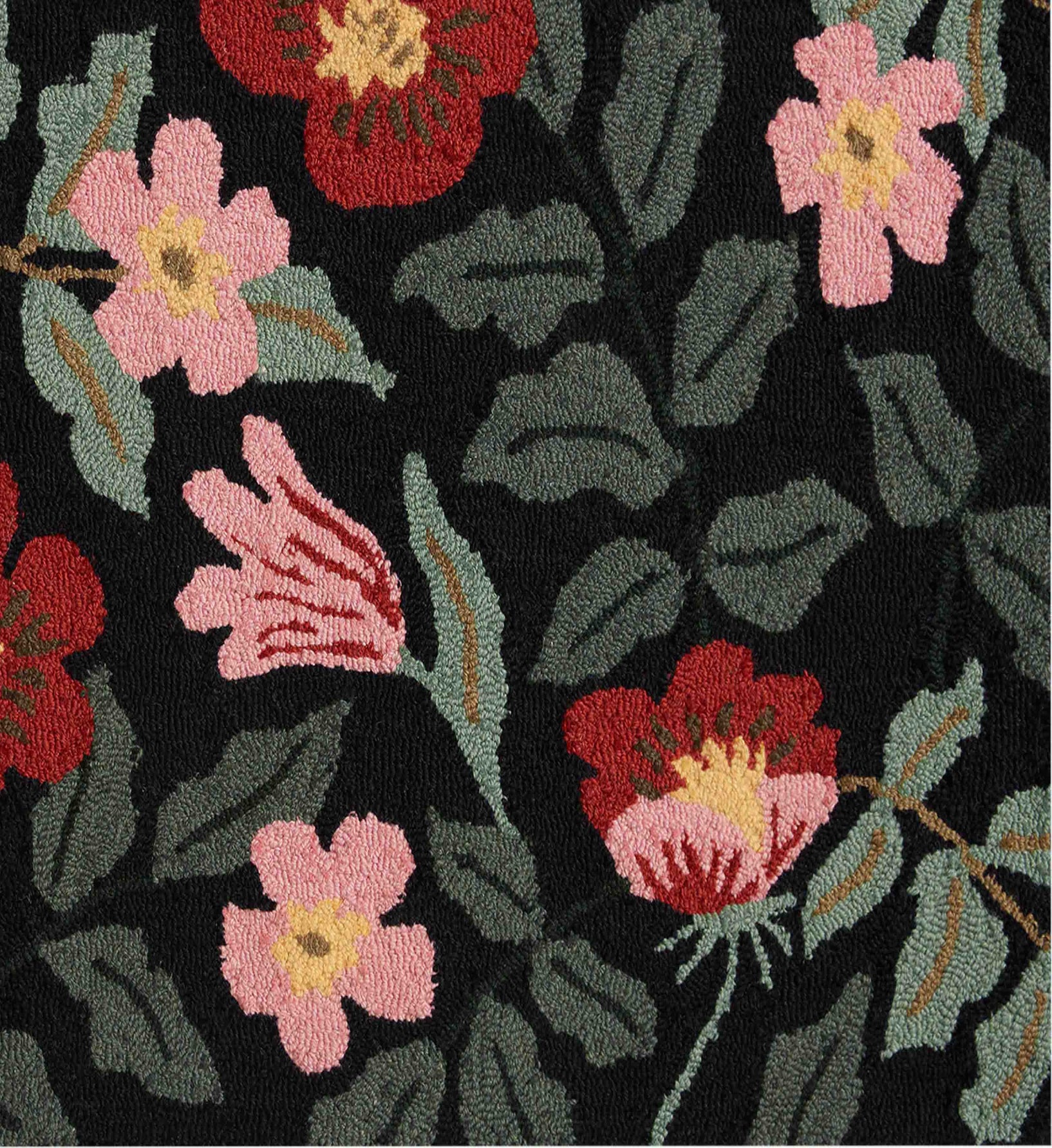 Minnie Primrose Wool-Hooked Rug - Black Multi - Image 2