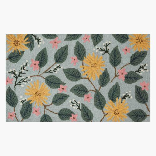 Minnie Dandelion Wool-Hooked Rug - Light Blue