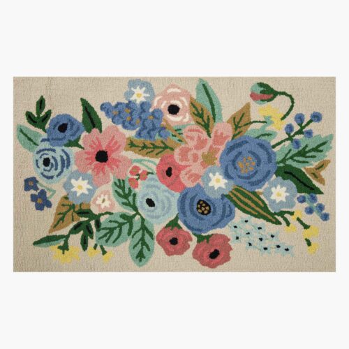 Minnie Garden Party Wool-Hooked Rug - Cream