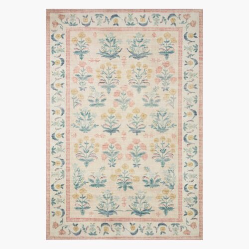 Eden Mughal Rose Power Loomed Rug - Blush