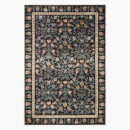 Eden Mughal Garden Power Loomed Rug - Black
