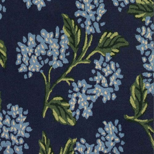 Alternative view of Joie Hydrangea Wool-Hooked Rug - Navy