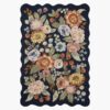 Vintage Blossoms Wool-Hooked Rug - Navy