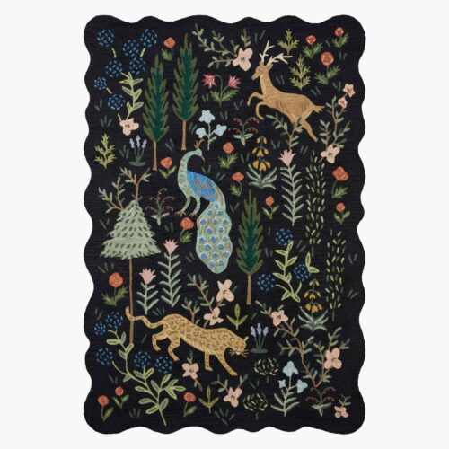 Menagerie Wool-Hooked Rug - Black