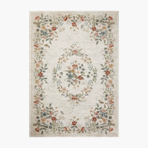 Laurel Strawberry Fields Medallion Power Loomed Rug - Cream