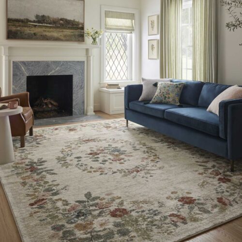 Alternative view of Laurel Strawberry Fields Medallion Power Loomed Rug - Cream